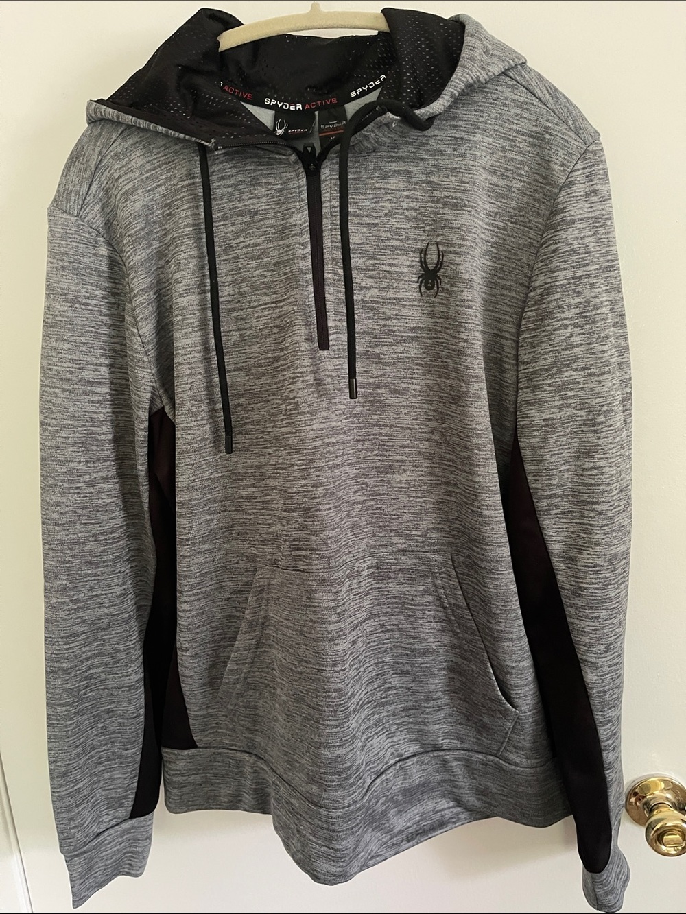 Spyder Men’s Gray Heather Pullover Hoodie with Black Accents